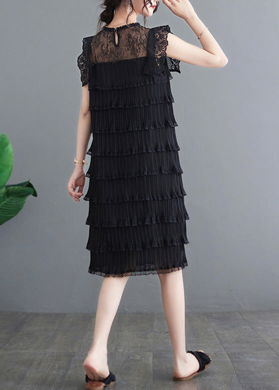 Sexy Black O-Neck Tulle Patchwork Vacation Long Layered Dresses Summer LY0662 - fabuloryshop