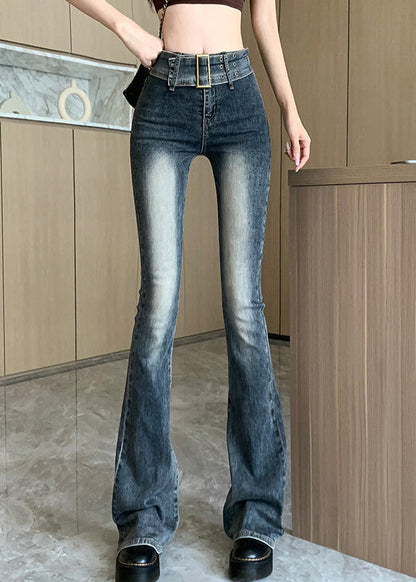 Sexy Navy Patchwork Sashes Flared Jeans Summer TY1010 - fabuloryshop