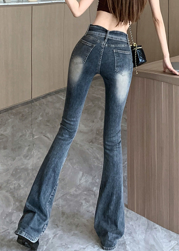 Sexy Navy Patchwork Sashes Flared Jeans Summer TY1010 - fabuloryshop