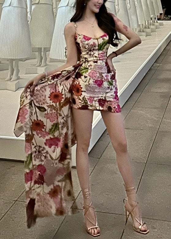 Sexy V Neck Asymmetrical Print Maxi Dresses Sleeveless LY2712 - fabuloryshop