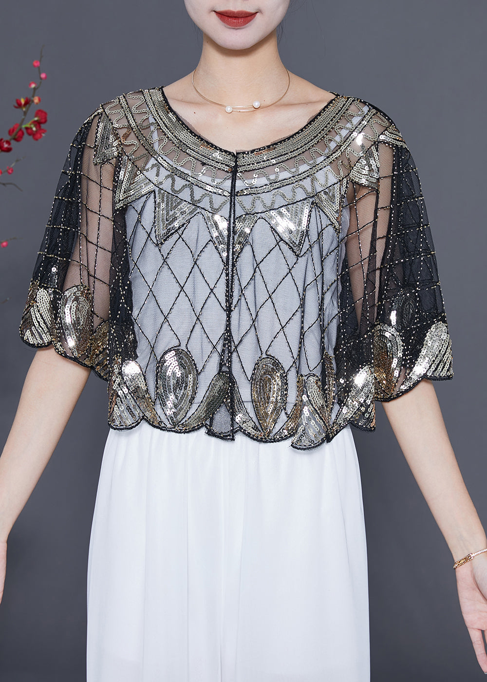 Silvery Sequins Loose Tulle Smock Embroideried Summer LY5579 - fabuloryshop