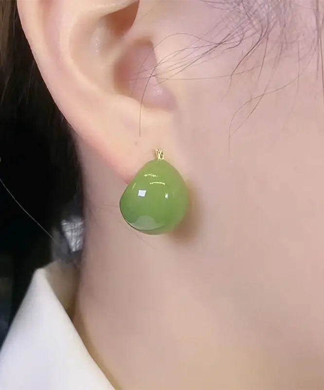 Simple Avocado Green Overgild Hoop Earrings Ada Fashion