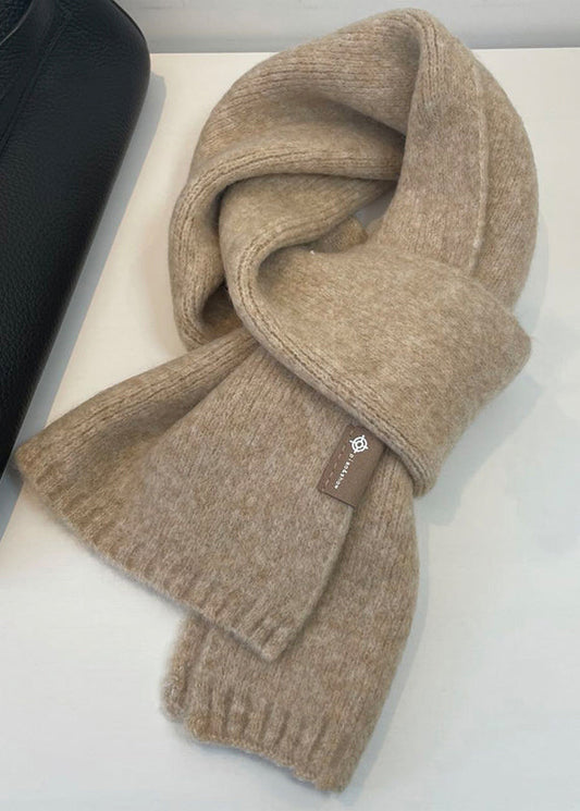 Simple Beige Cozy Thick Warm Woolen Scarf Ada Fashion