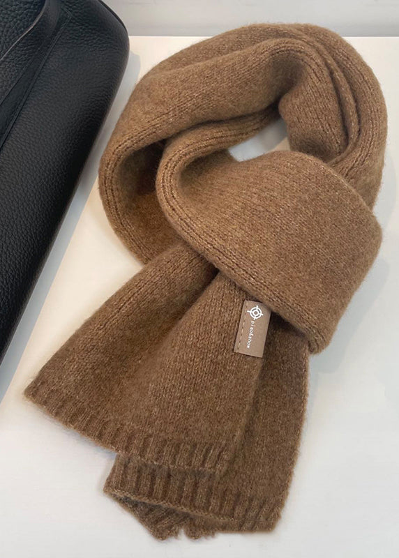 Simple Beige Cozy Thick Warm Woolen Scarf Ada Fashion