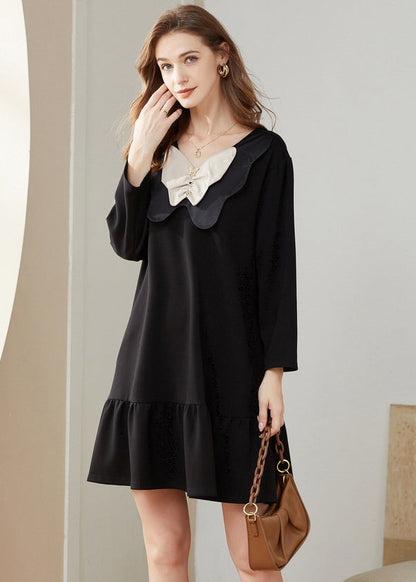 Simple Black Bow Original Design Cotton A Line Dress Spring LY0281 - fabuloryshop