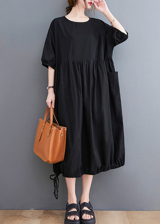 Simple Black Patchwork Solid Vacation Long Dresses Summer LY6039 - fabuloryshop