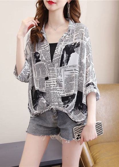 Simple Graphic Peter Pan Collar Chiffon Blouse Tops Spring LY4608 - fabuloryshop