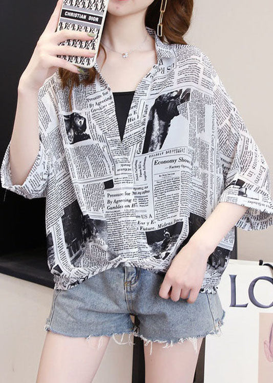 Simple Graphic Peter Pan Collar Chiffon Blouse Tops Spring LY4608 - fabuloryshop