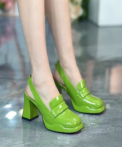 Simple Green Faux Leather Splicing Platform High Heels LY1754 - fabuloryshop