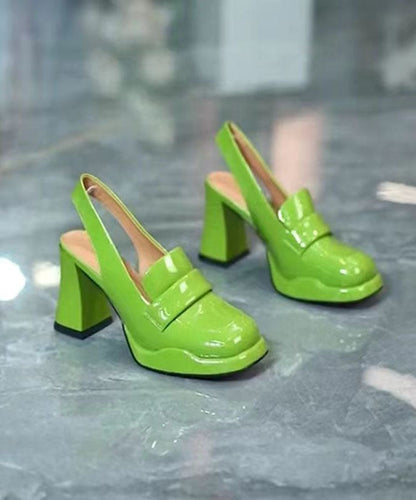 Simple Green Faux Leather Splicing Platform High Heels LY1754 - fabuloryshop