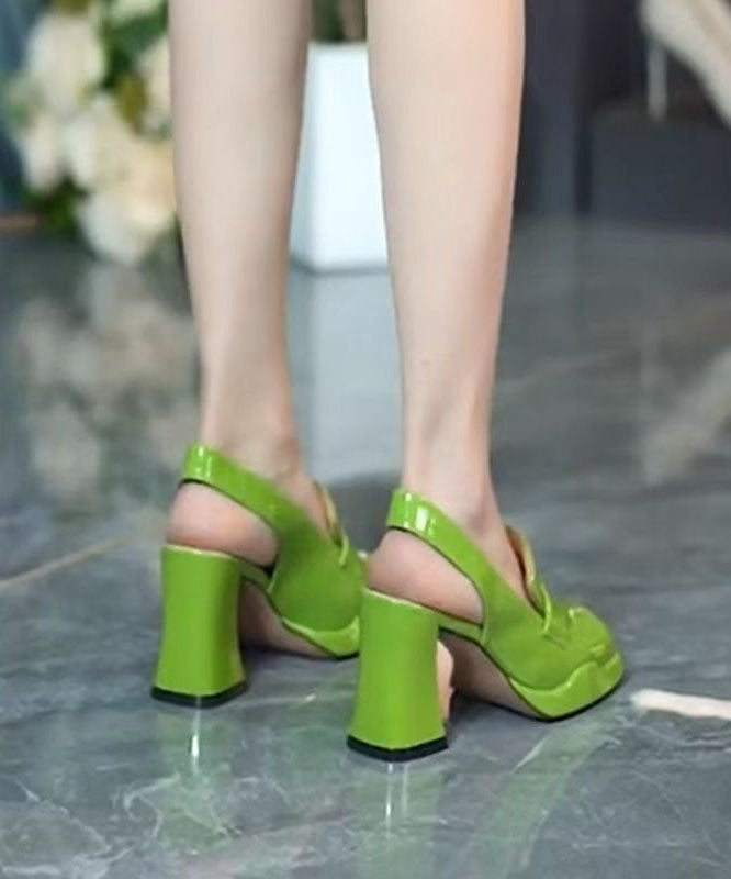 Simple Green Faux Leather Splicing Platform High Heels LY1754 - fabuloryshop