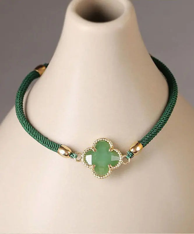 Simple Green Jade Coloured Glaze Charm Bracelet Ada Fashion