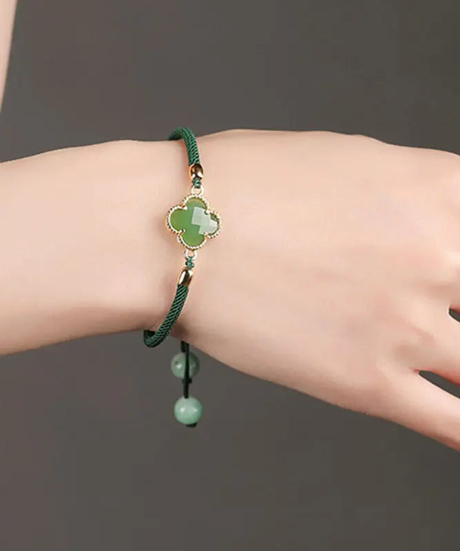 Simple Green Jade Coloured Glaze Charm Bracelet Ada Fashion