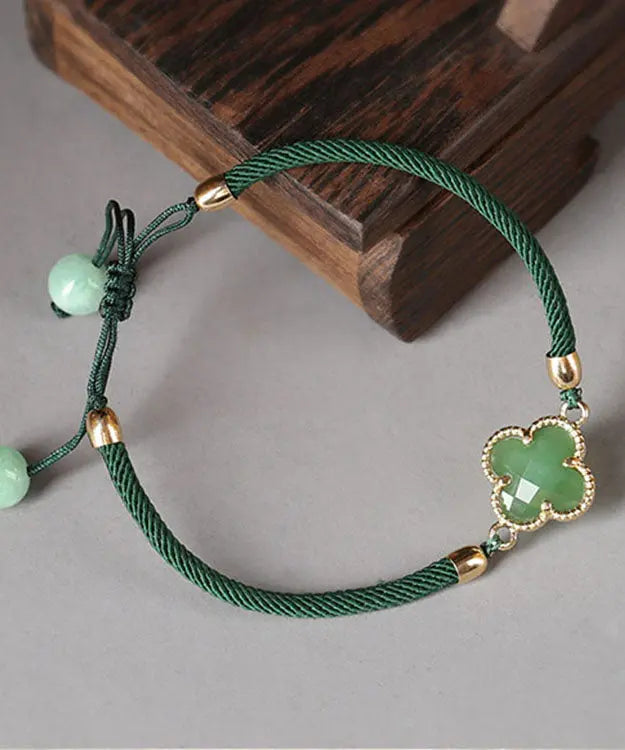 Simple Green Jade Coloured Glaze Charm Bracelet Ada Fashion