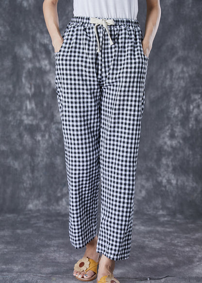 Simple Grey Plaid Pockets Linen Harem Pants Fall LY7077 - fabuloryshop