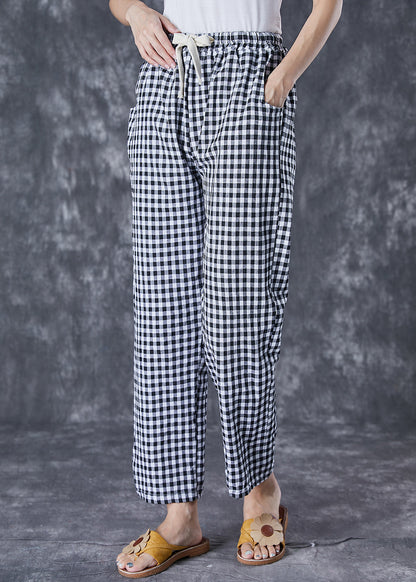 Simple Grey Plaid Pockets Linen Harem Pants Fall LY7077 - fabuloryshop