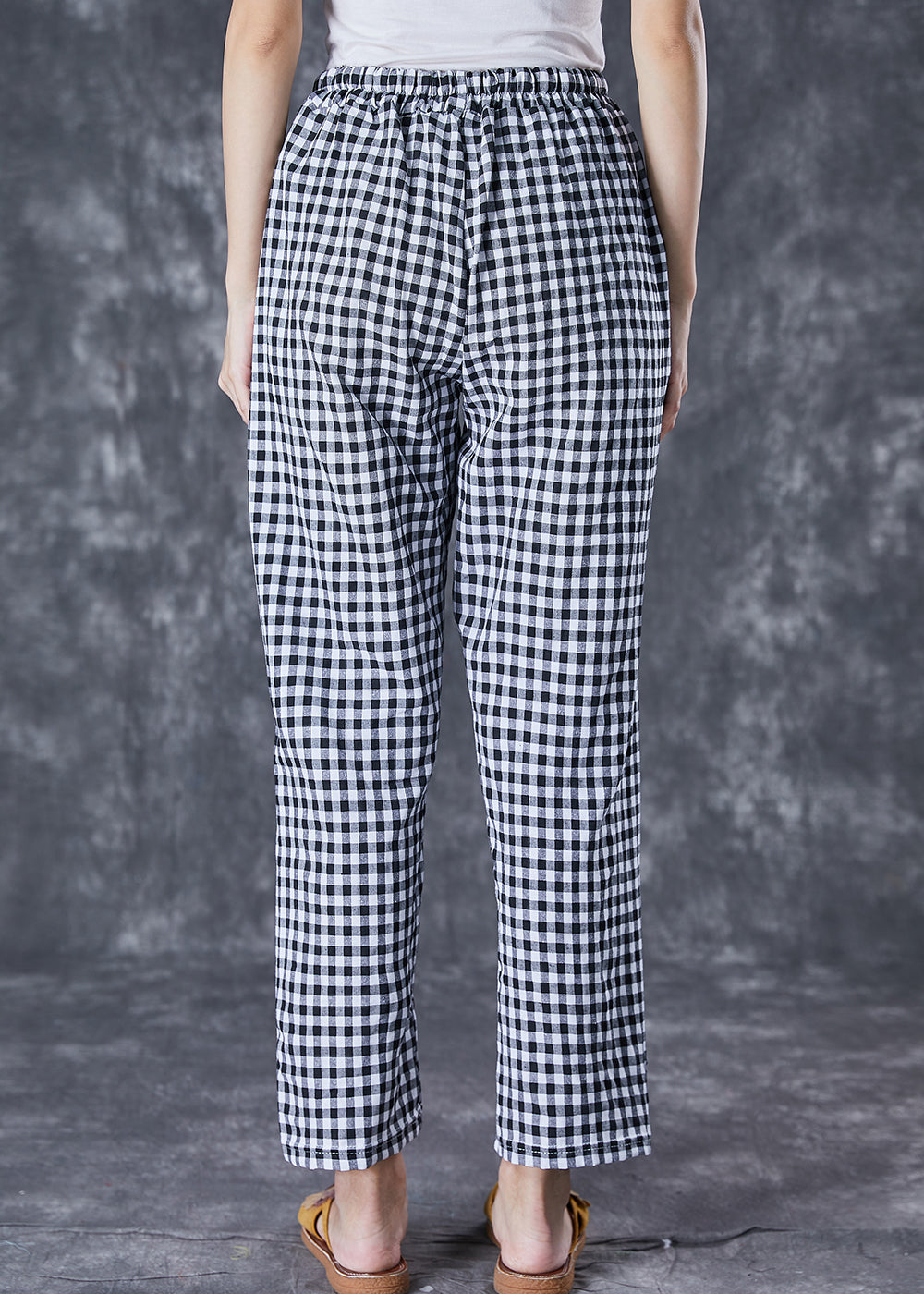 Simple Grey Plaid Pockets Linen Harem Pants Fall LY7077 - fabuloryshop