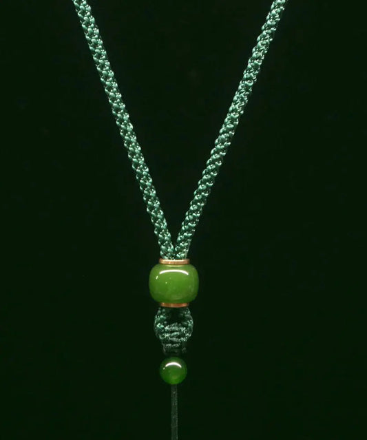 Simple Light Green Hand Knitting Jade Pendant Necklace Ada Fashion