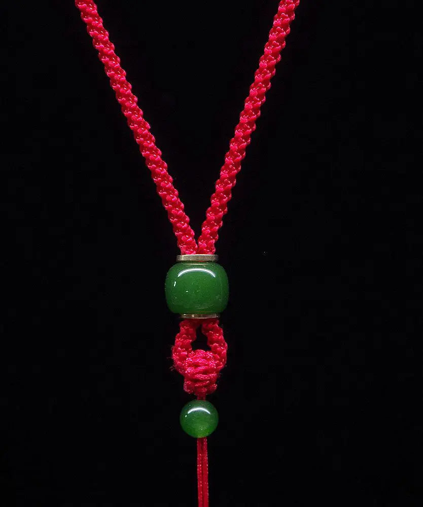 Simple Light Green Hand Knitting Jade Pendant Necklace Ada Fashion