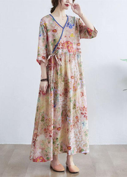 Floral Summer Tie Waist Long Dresses - fabuloryshop