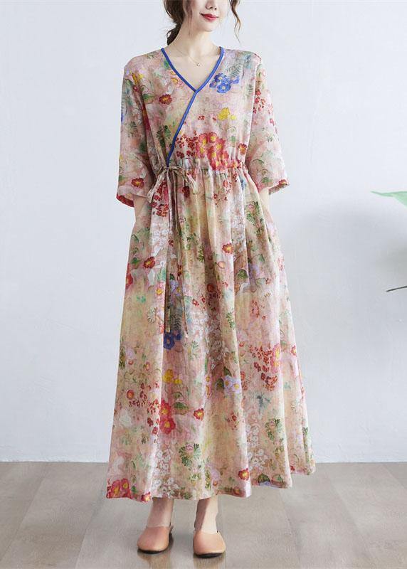 Floral Summer Tie Waist Long Dresses - fabuloryshop