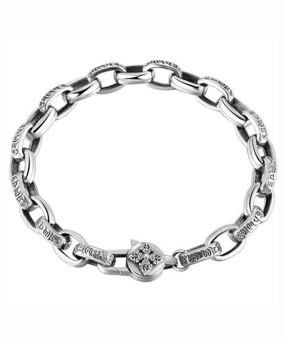 Simple Silk Copper Silvering Carving Chain Bracelet Ada Fashion