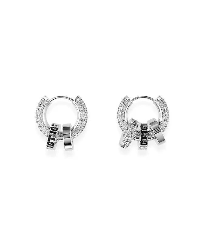 Simple Silk Sterling Silver Zircon Hoop Earrings Ada Fashion