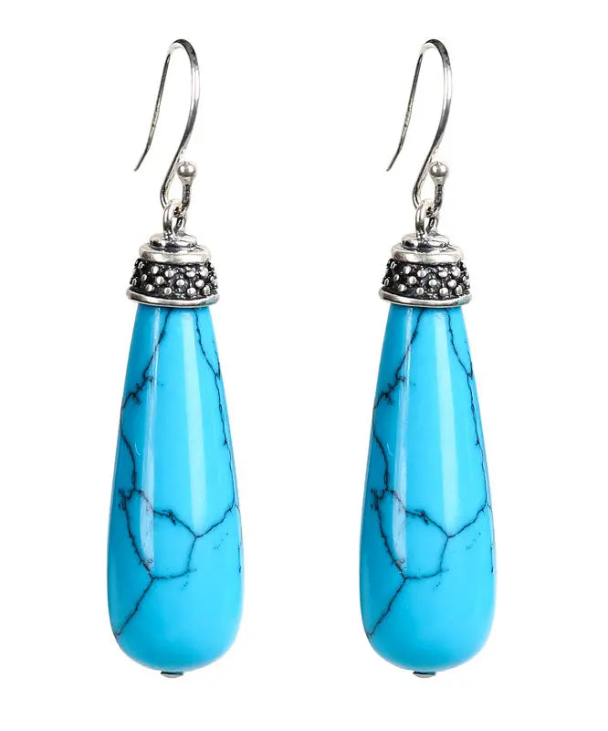 Simple Sterling Silver Turquoise Drop Earrings Ada Fashion