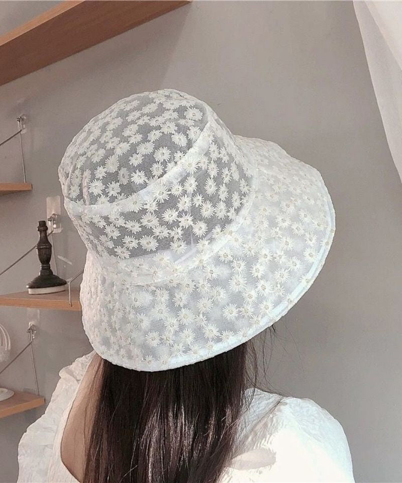 Simple White Daisy Lace Patchwork Embroideried Floppy Sun Hat LY523 - fabuloryshop