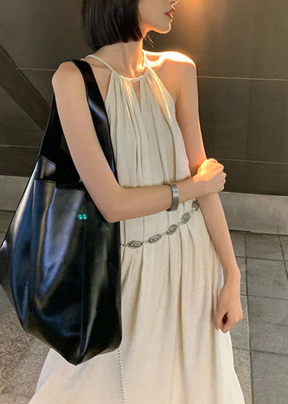 Slim Fit Apricot Tie Waist Solid Holiday Maxi Dress Summer LY2713 - fabuloryshop