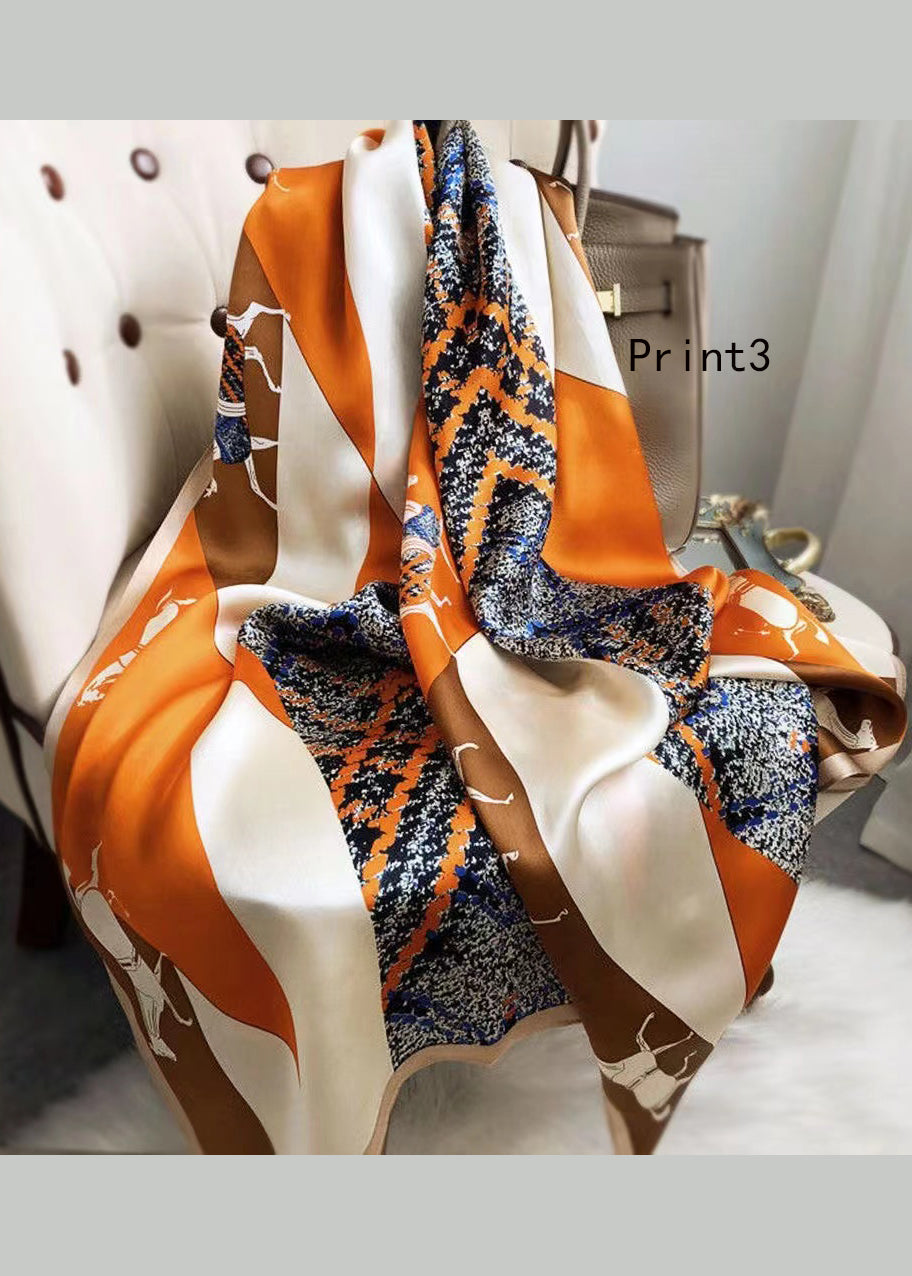 Spring And Autumn Print Silk Scarf And Shawl Dual Use Ada Fashion