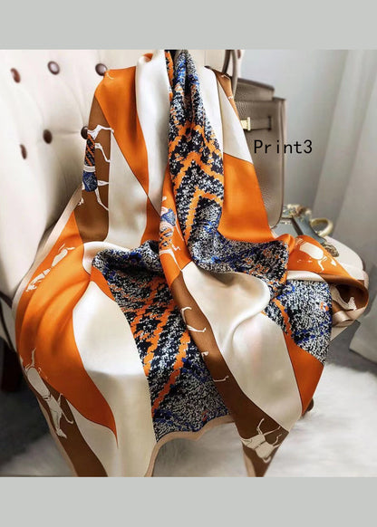 Spring And Autumn Print Silk Scarf And Shawl Dual Use Ada Fashion