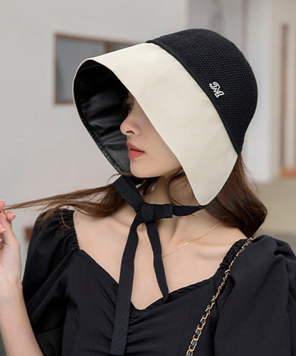 Style Beige Black Patchwork Neck TIie Bucket Hat LY542 - fabuloryshop