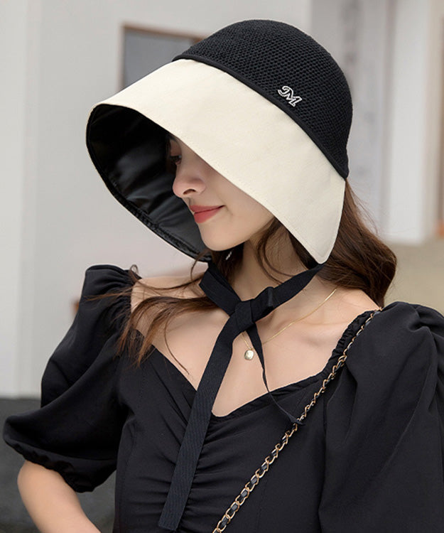 Style Beige Black Patchwork Neck TIie Bucket Hat LY542 - fabuloryshop