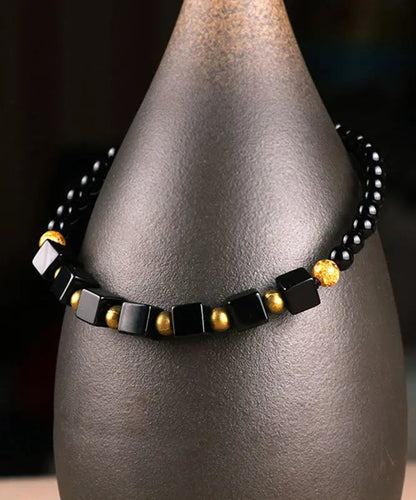 Style Black Agate Gratuated Bead Necklace Ada Fashion