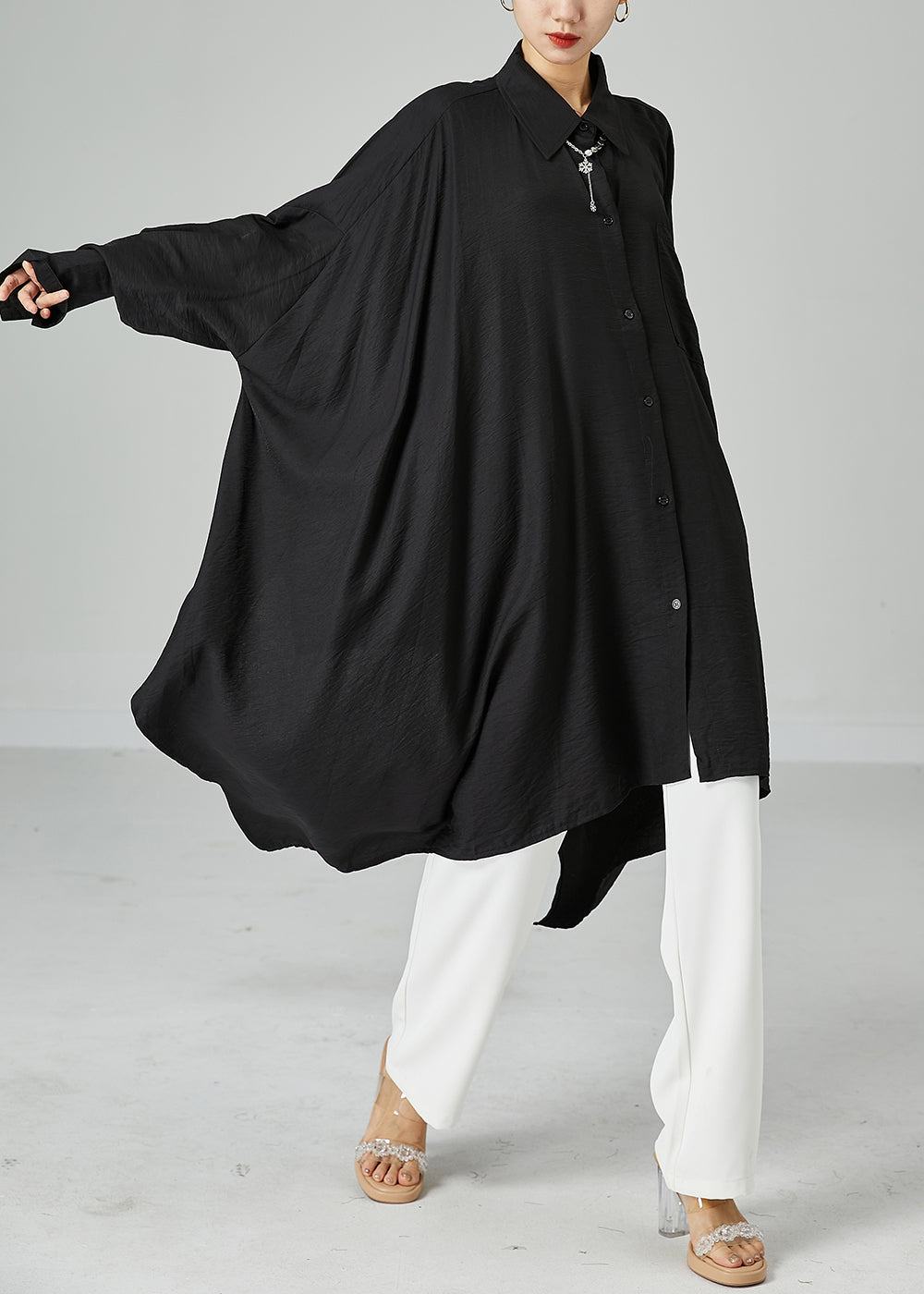 Style Black Asymmetrical Design Oversized Cotton A Line Dresses Summer LY6130 - fabuloryshop