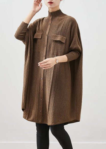 Style Coffee High Neck Oversized Knit Dress Fall Ada Fashion