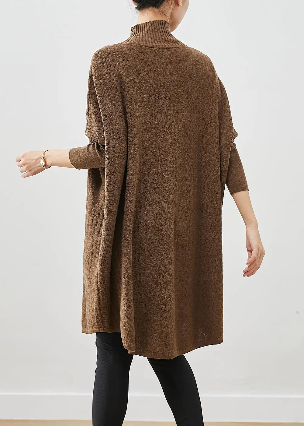 Style Coffee High Neck Oversized Knit Dress Fall Ada Fashion