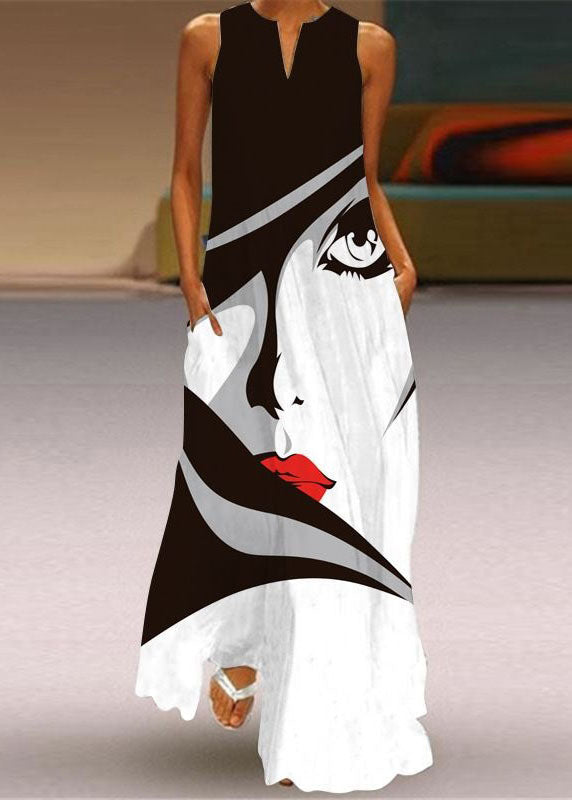 Style Colorblock V Neck Print Chiffon Dress Summer LY1928 - fabuloryshop