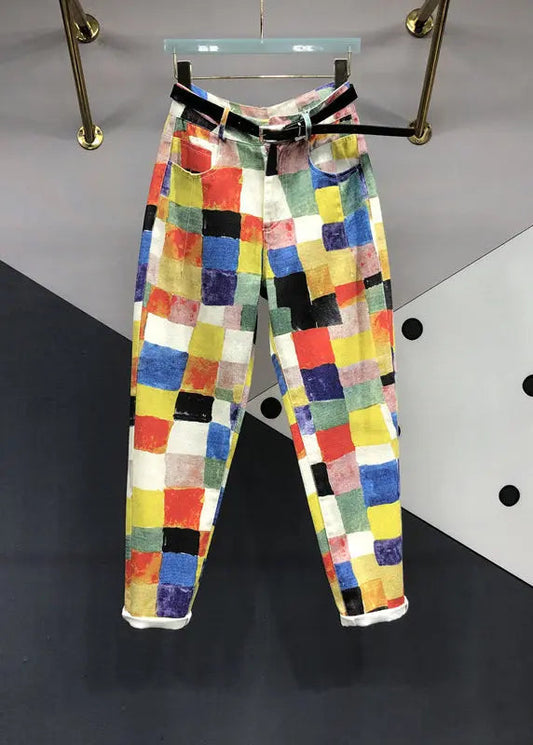 Style DropSum Colours Pockets Patchwork Denim Pants Autumn Ada Fashion