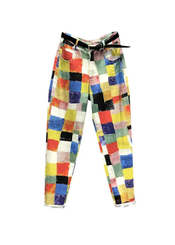 Style DropSum Colours Pockets Patchwork Denim Pants Autumn Ada Fashion