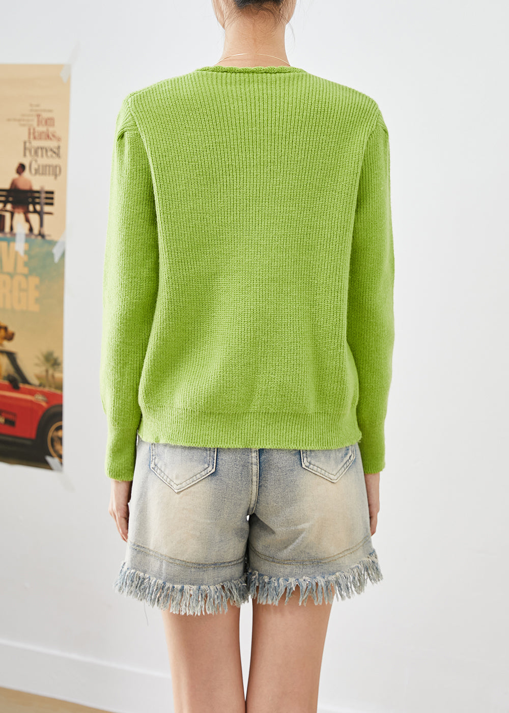 Style Grass Green Asymmetrical Button Down Knit Cardigan Fall Ada Fashion