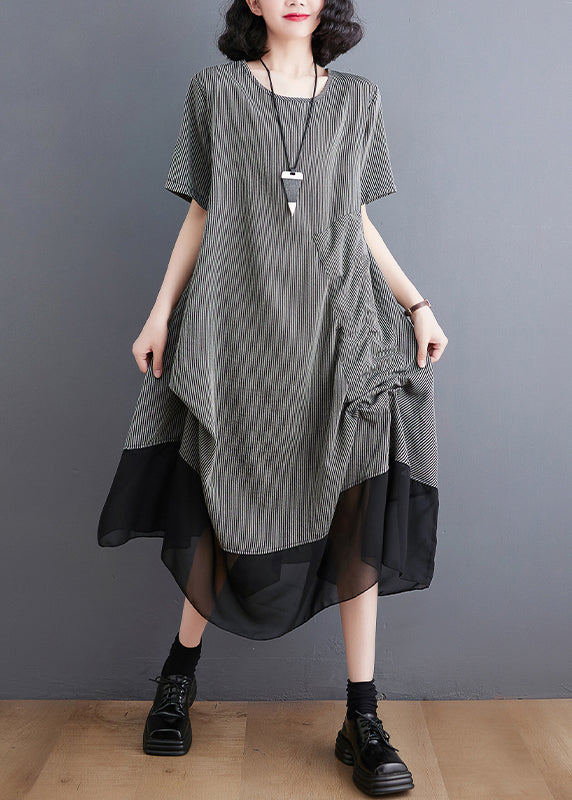 Style Grey Asymmetrical Patchwork Wrinkled Chiffon Dresses Summer LY4888 - fabuloryshop