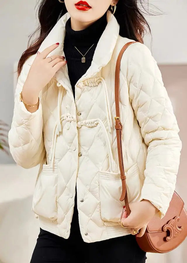 Style Khaki Tasseled Pockets Patchwork Fine Cotton Filled Coat Winter Ada Fashion