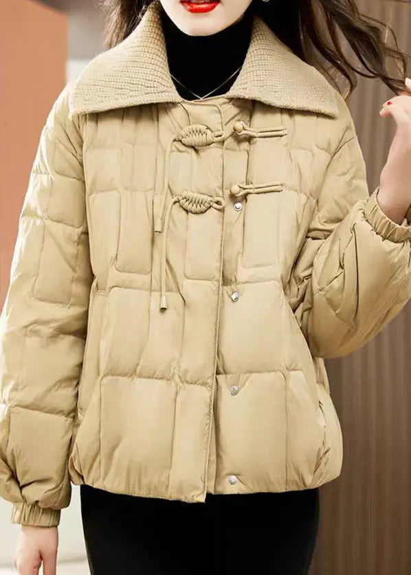 Style Khaki Tasseled Pockets Patchwork Fine Cotton Filled Coat Winter Ada Fashion