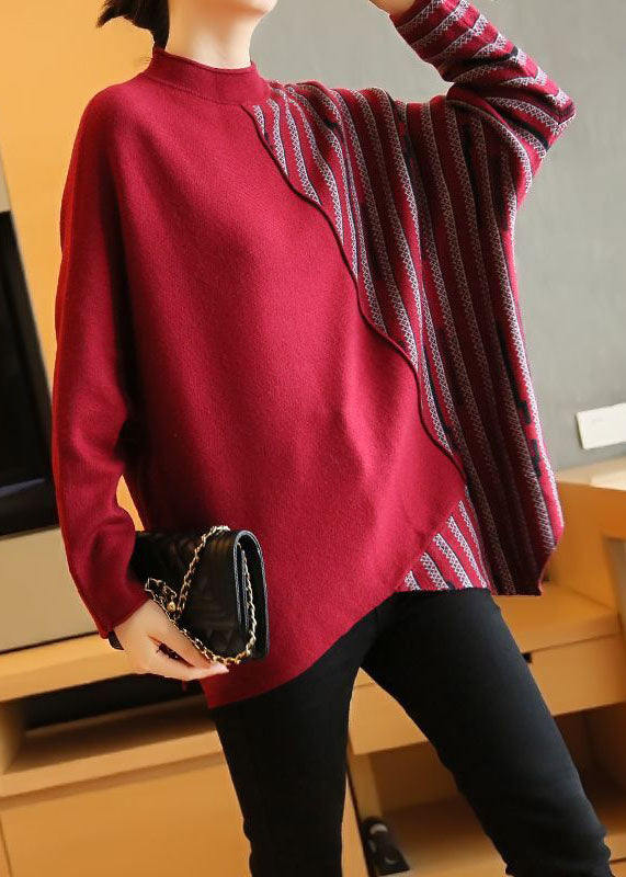 Style Mulberry Asymmetrical Design Striped Knit Top Spring LY1403 - fabuloryshop