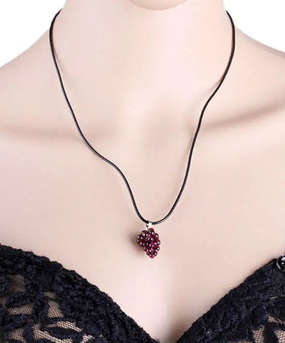 Style Purple Hand Knitting Garnet Grape Pendant Necklace Ada Fashion