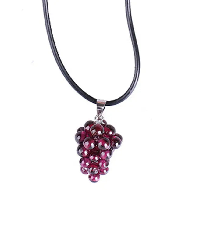 Style Purple Hand Knitting Garnet Grape Pendant Necklace Ada Fashion