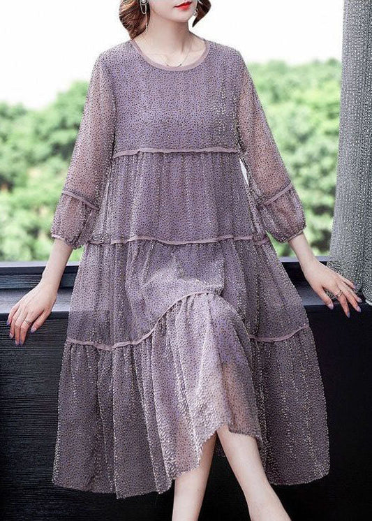 Style Purple Oversized Patchwork Exra Large Hem Tulle Dress Bracelet Sleeve TH1016 - fabuloryshop