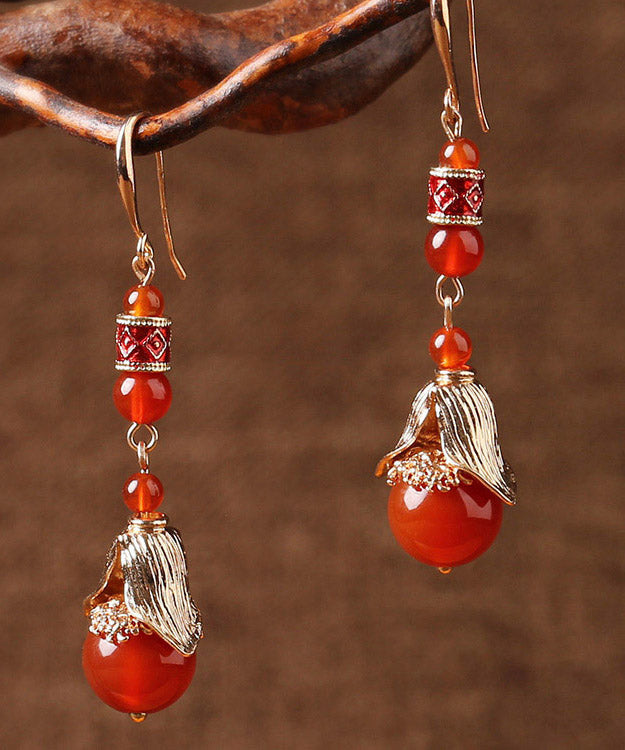 Style Red Copper Agate Cloisonne Drop Earrings LY2013 - fabuloryshop